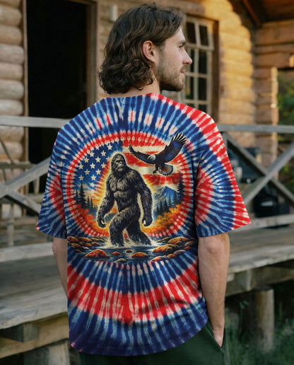 BIGFOOT EAGLE RED WHITE & BLUE SWIRL ALL OVER PRINT SHIRT