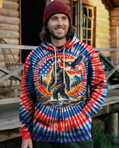 BIGFOOT EAGLE RED WHITE & BLUE SWIRL ALL OVER PRINT SHIRT