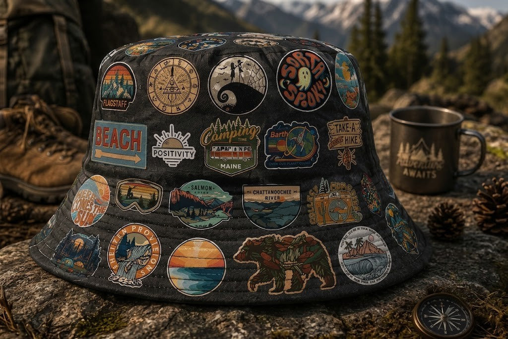 Classic Vintage Hiking & Camping All Over Bucket Hat
