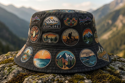 Classic Vintage Hiking & Camping All Over Bucket Hat