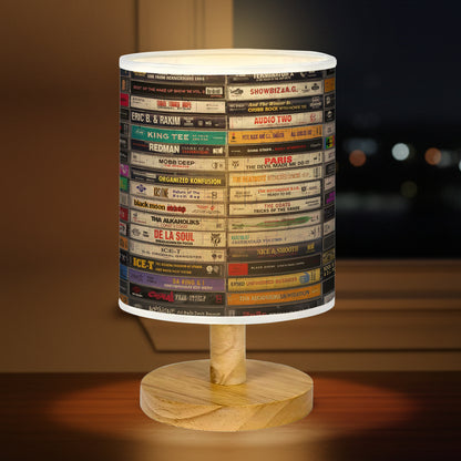 Classic Hiphop Cassette Wood Base Fabric Lamp, Retro Home Décor Gift