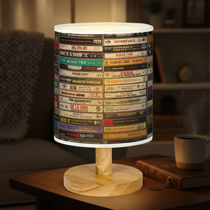 Classic Hiphop Cassette Wood Base Fabric Lamp, Retro Home Décor Gift