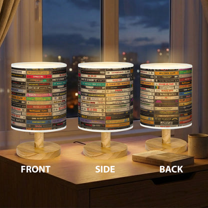 Classic Hiphop Cassette Wood Base Fabric Lamp, Retro Home Décor Gift