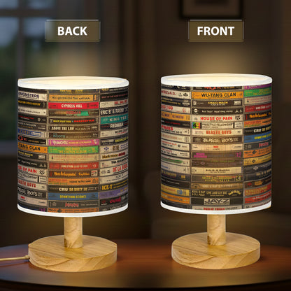 Classic Hiphop Cassette Wood Base Fabric Lamp, Retro Home Décor Gift