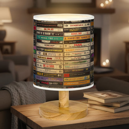 Classic Hiphop Cassette Wood Base Fabric Lamp, Retro Home Décor Gift