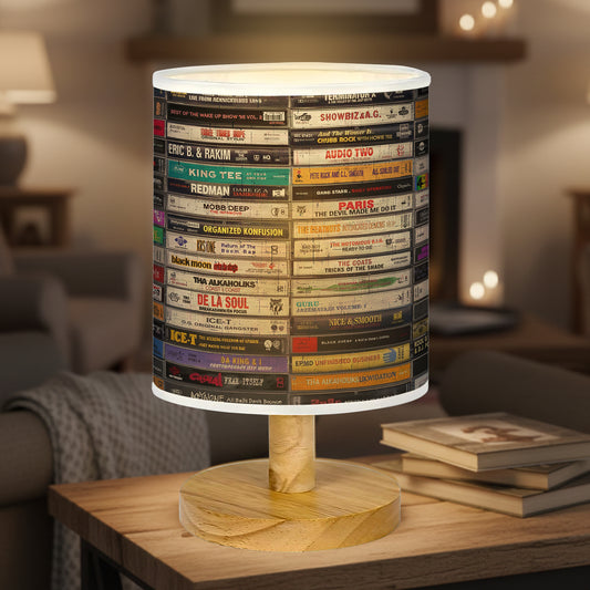 Classic Hiphop Cassette Wood Base Fabric Lamp, Retro Home Décor Gift