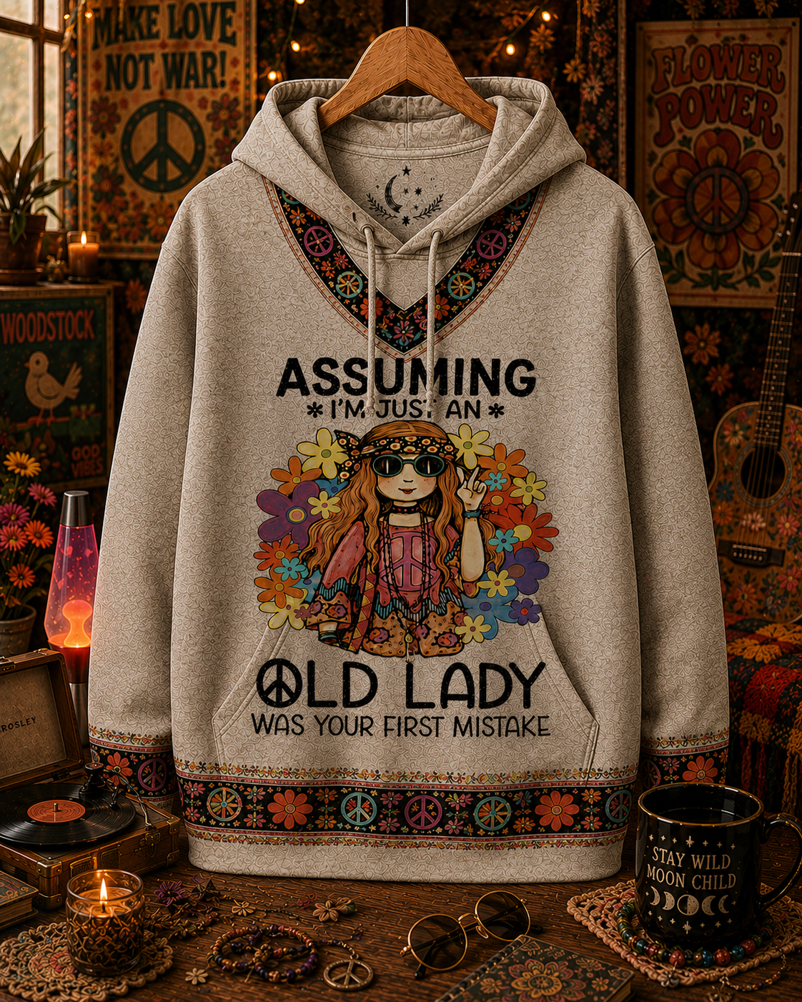 Assuming I’m Just an Old Lady Was Your First Mistake Hippie All Over Print Shirt