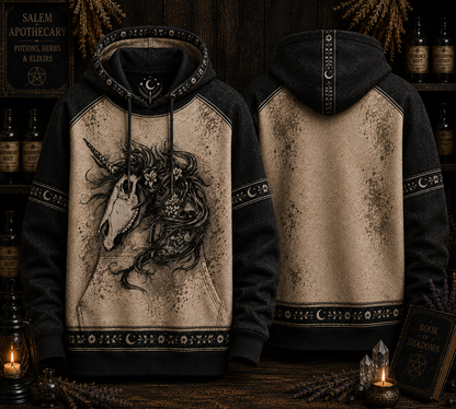 Witchy Unicorn Skull All Over Print Shirt - Gothic Unicorn Halloween Shirt, Witch Lover Gift