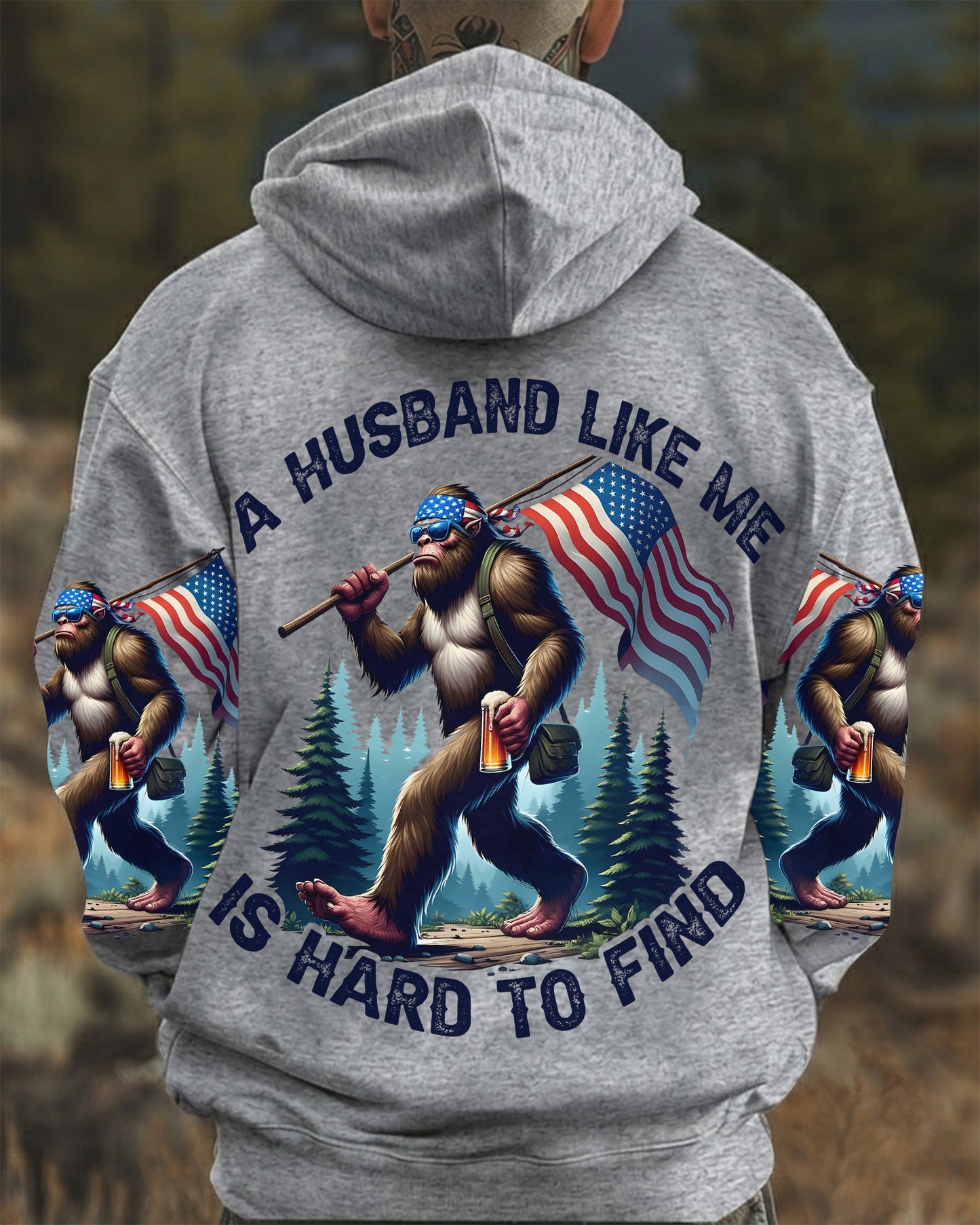 A Husband Like Me Is Hard To Find – Personalized Bigfoot American All Over Print Shirt