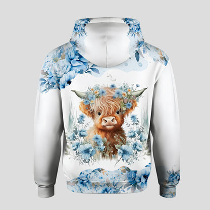 Personalized Floral Highland Cow Hoodie and Leggings