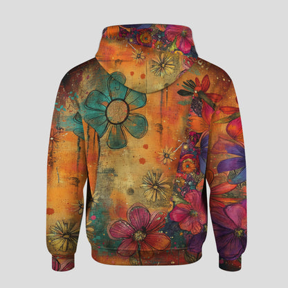 Personalized Hippie Style Floral Hoodie and Leggings