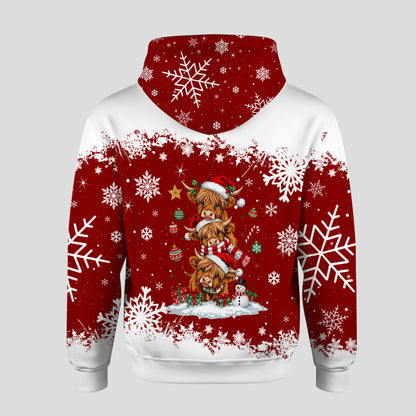 Personalized Christmas Highland Cow Hoodie and Leggings
