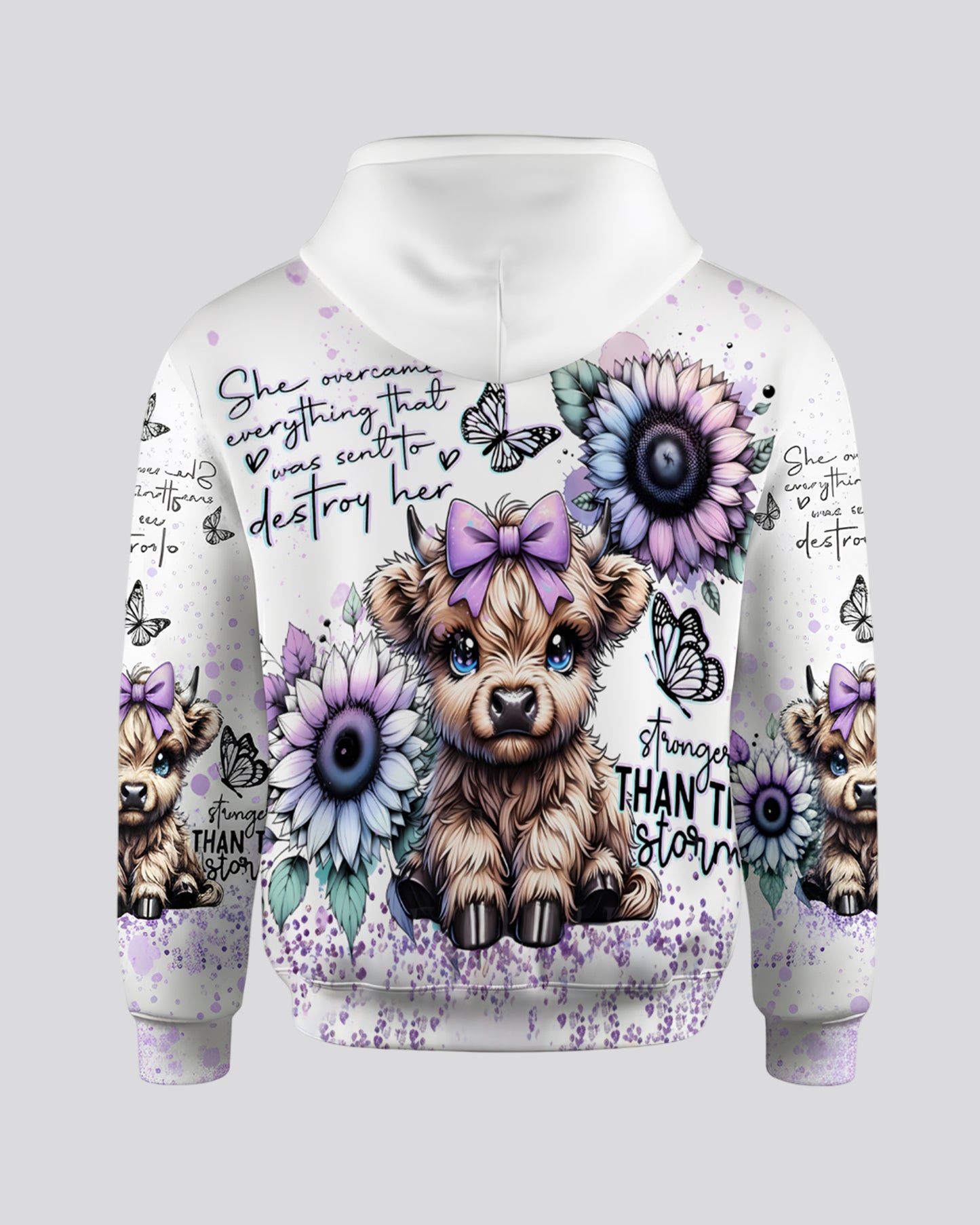 Highland Cow & Flowers - Personalized Highland Cow Hoodie and Leggings