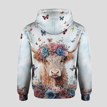 Personalized Floral Highland Cow Hoodie & Leggings Set