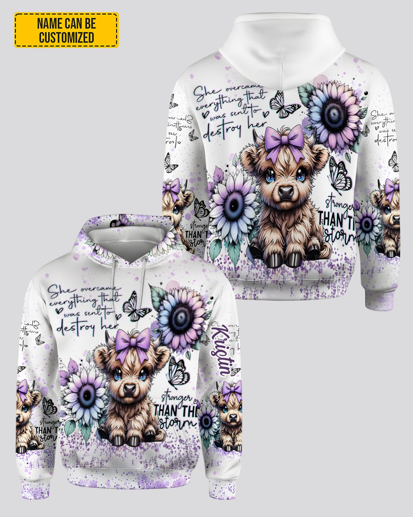 Highland Cow & Flowers - Personalized Highland Cow Hoodie and Leggings