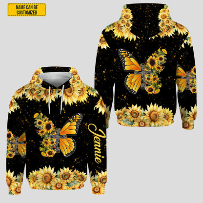 Personalized Sunflower & Butterfly Hoodie Leggings Set