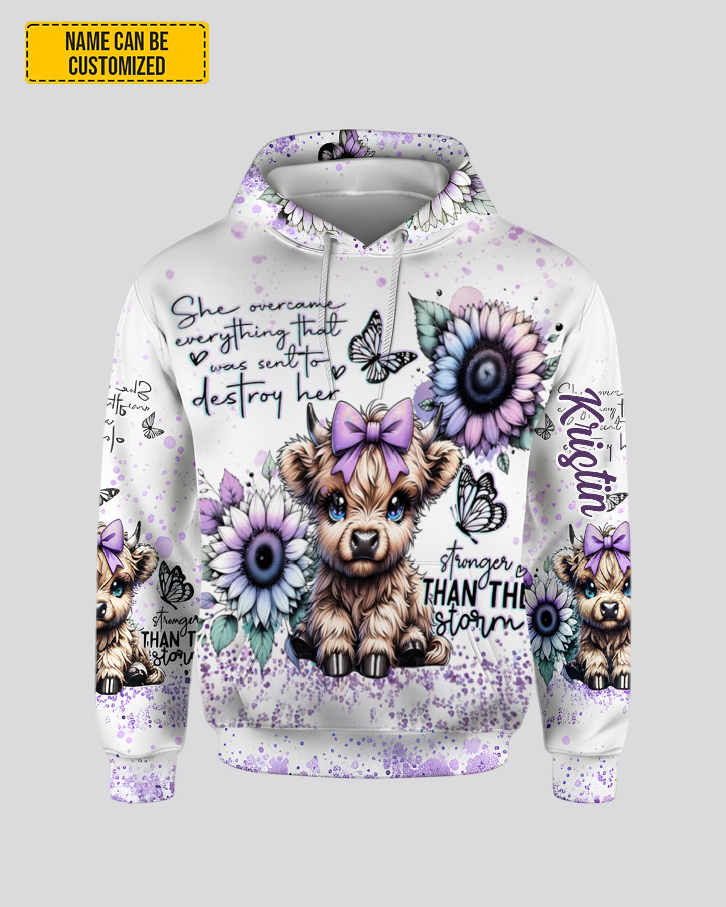 Highland Cow & Flowers - Personalized Highland Cow Hoodie and Leggings