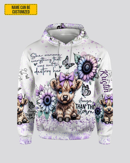 Highland Cow & Flowers - Personalized Highland Cow Hoodie and Leggings