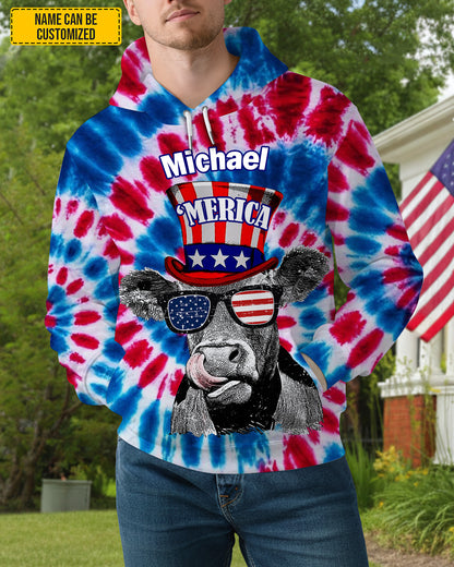 Personalized ‘Merica Cow Tie-Dye All Over Print