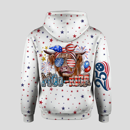 Moo-rica Freedom 250 – Personalized Patriotic Cow Hoodie & Leggings
