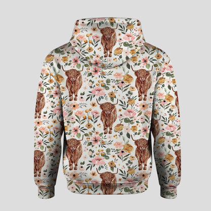 Highland Cow Flower - Personalized Highland Cow Hoodie and Leggings