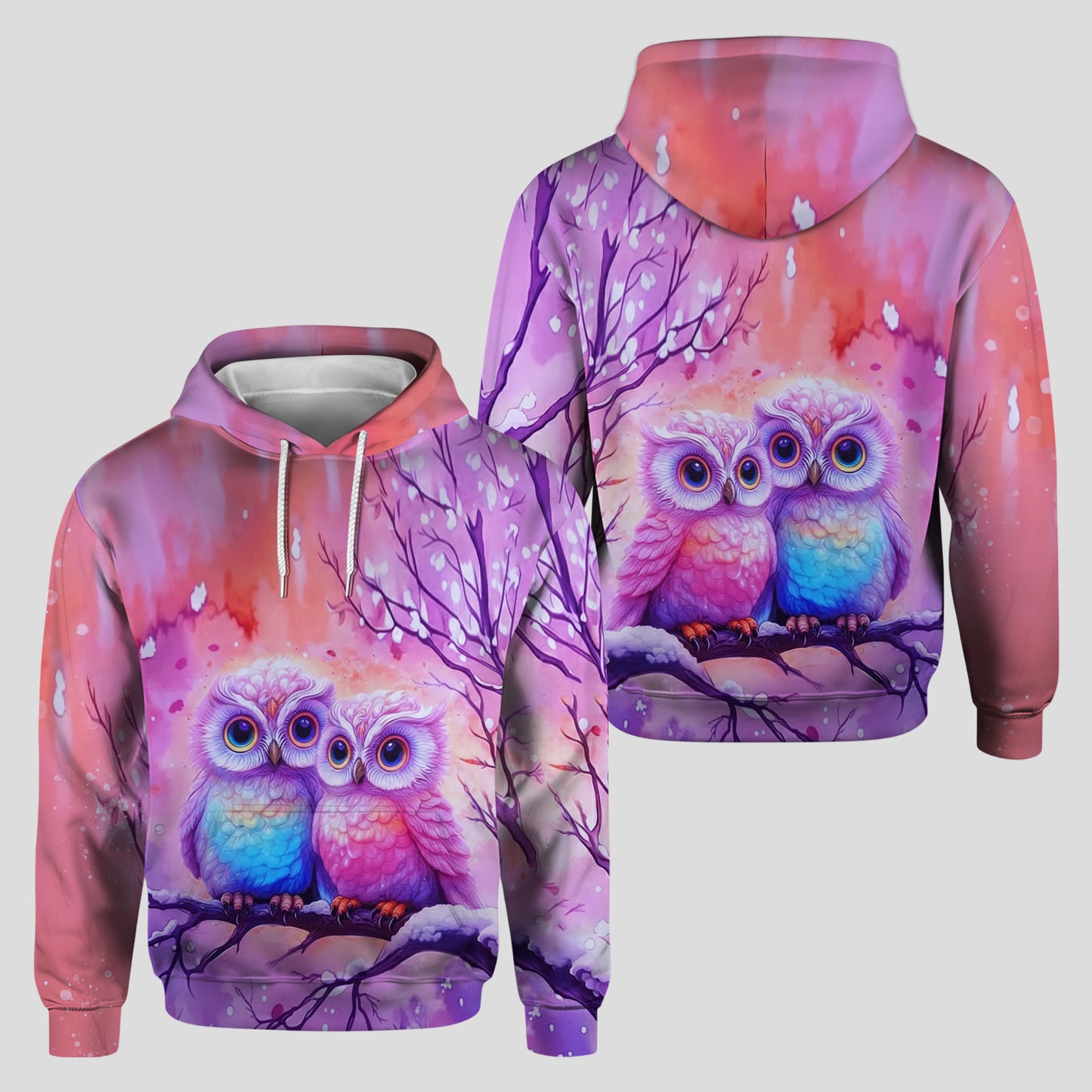 Couple Owl - Personalized Couple Hoodie and Leggings
