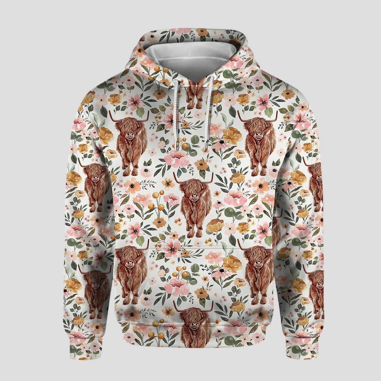 Highland Cow Flower - Personalized Highland Cow Hoodie and Leggings