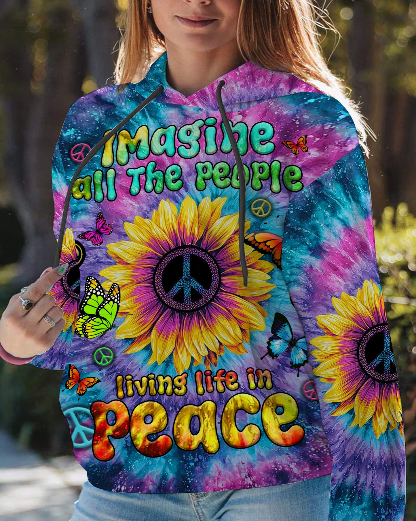 Imagine All The People - Personalized Hippie All Over Print Shirt