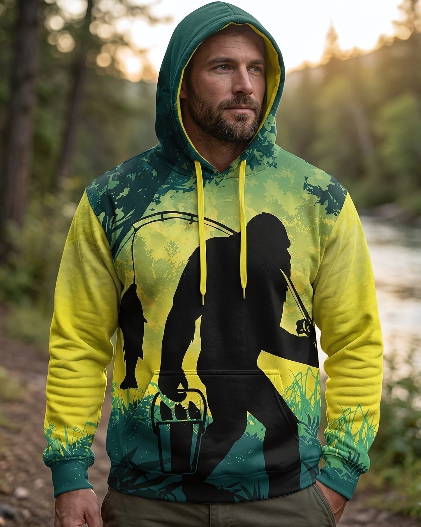 Bigfoot Fishing All Over Print Shirt