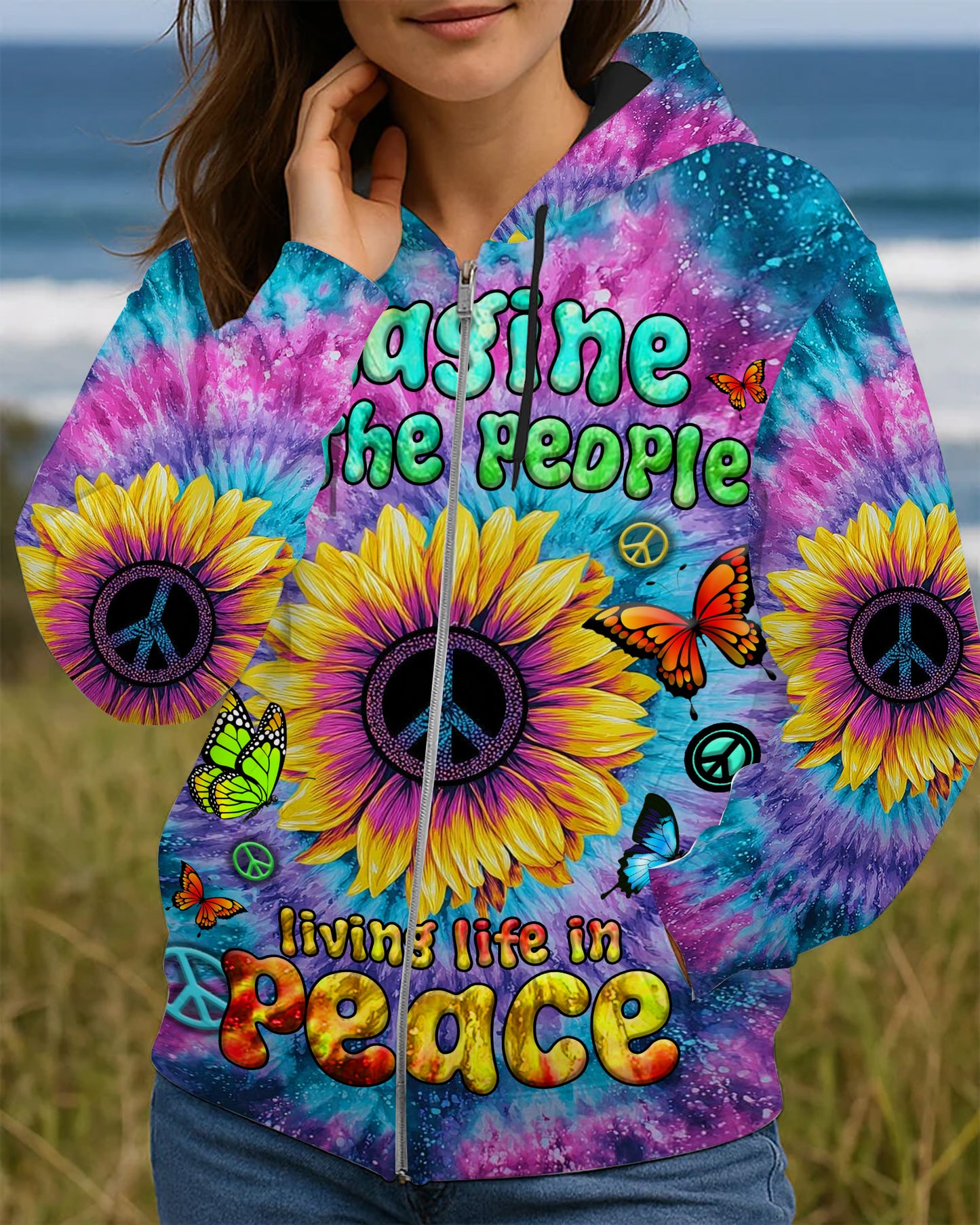 Imagine All The People - Personalized Hippie All Over Print Shirt