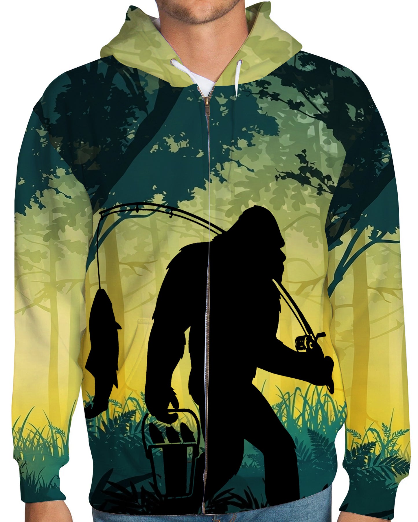 Bigfoot Fishing All Over Print Shirt