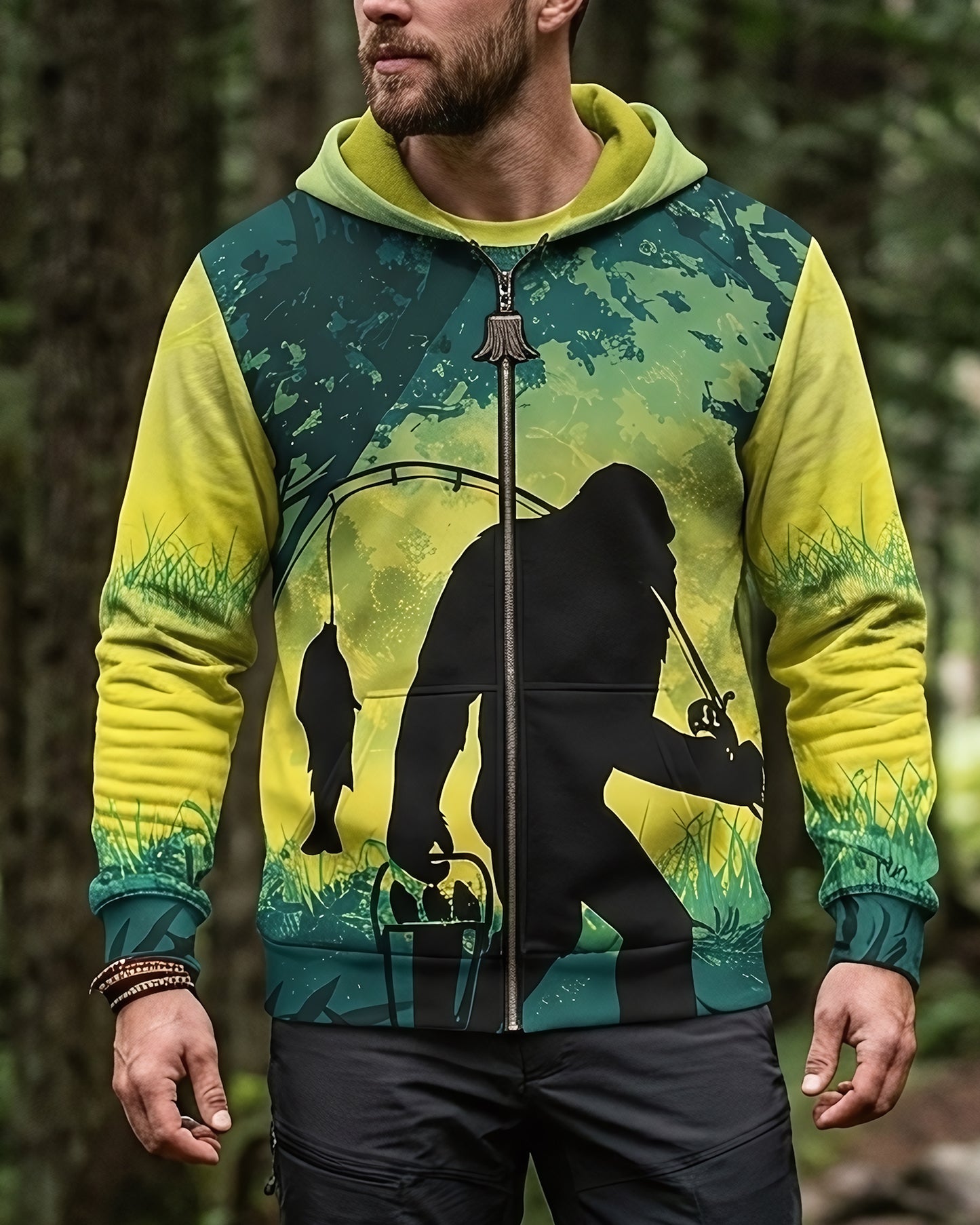 Bigfoot Fishing All Over Print Shirt