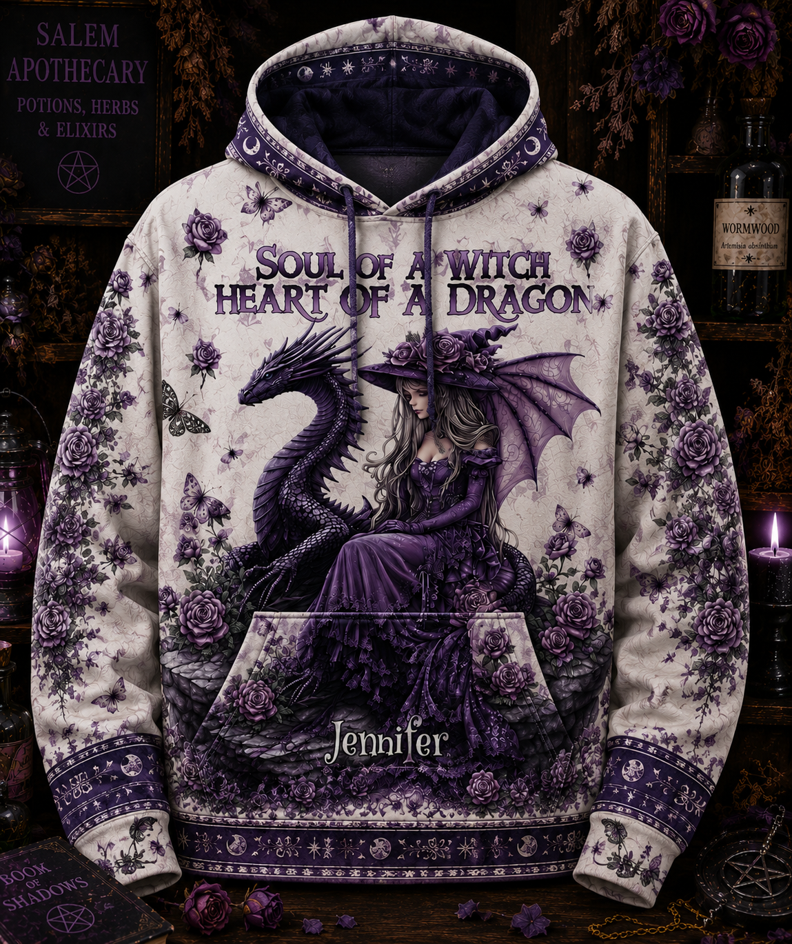 Soul Of A Witch Heart Of A Dragon All Over Print - Witchy Halloween Shirt