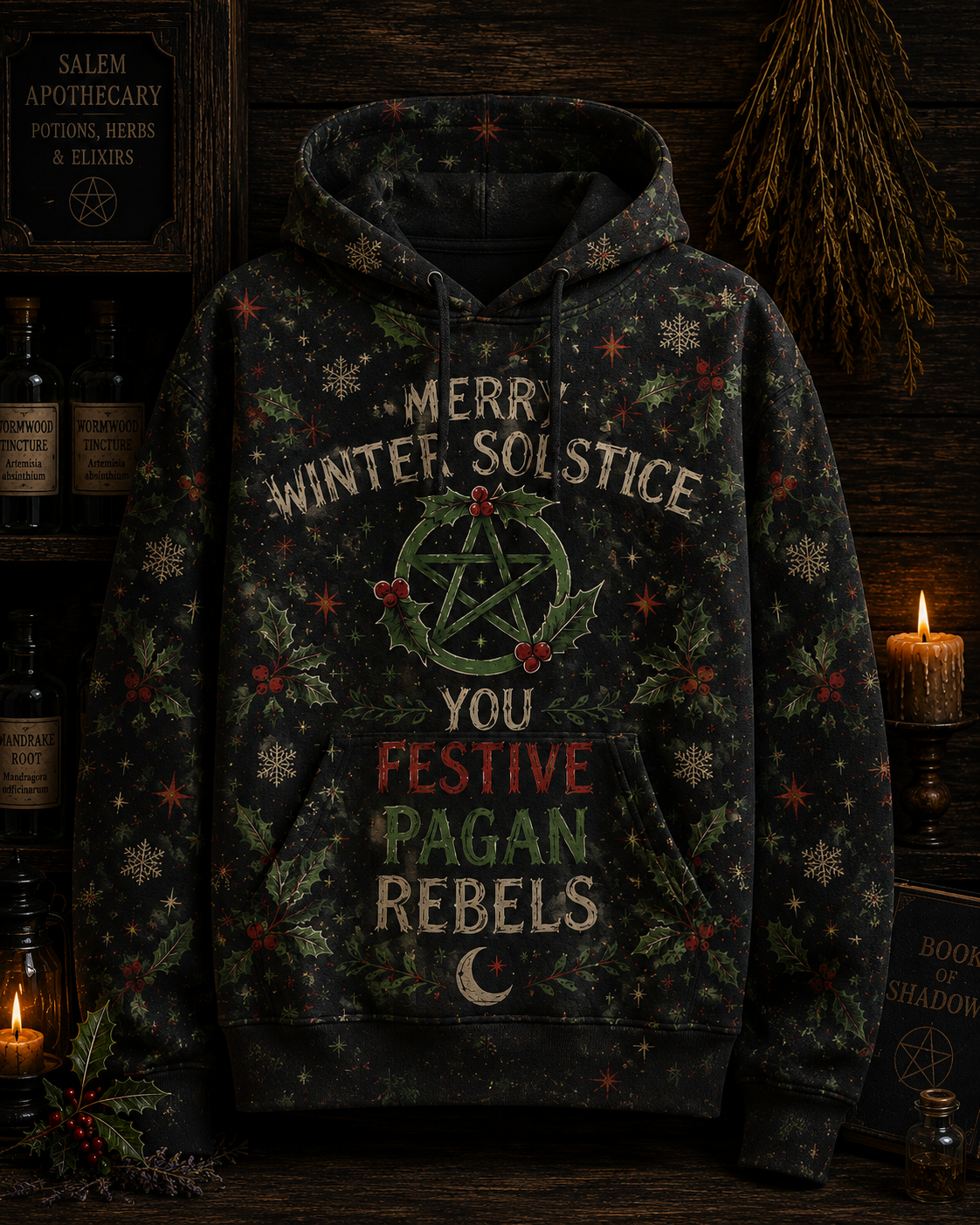 Funny Witch Christmas  Shirt, Merry Winter Solstice Pagan Tee, Witchy Christmas Shirt, Festive Pagan Gift