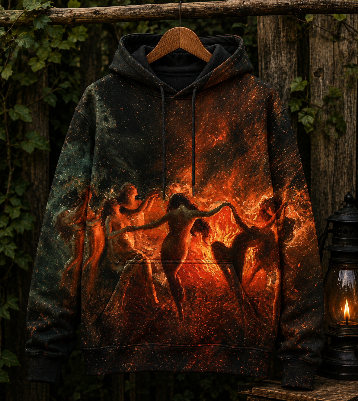 Witch Coven V-Neck Shirt, Pagan Bonfire Witch Tee, Dark Witchy Halloween Shirt, Wiccan Witch Lover Gift