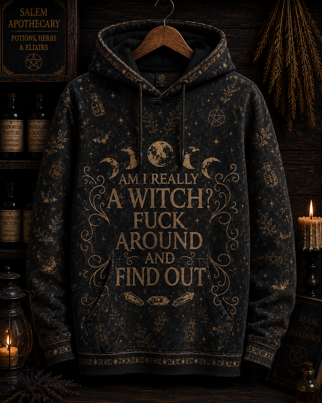 Funny Witch V-Neck Shirt, Fuck Around And Find Out Witch Tee, Gothic Salem Witch Shirt, Witchy Halloween Gift