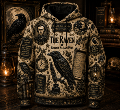 Edgar Allan Poe Raven Halloween All Over Print Shirt