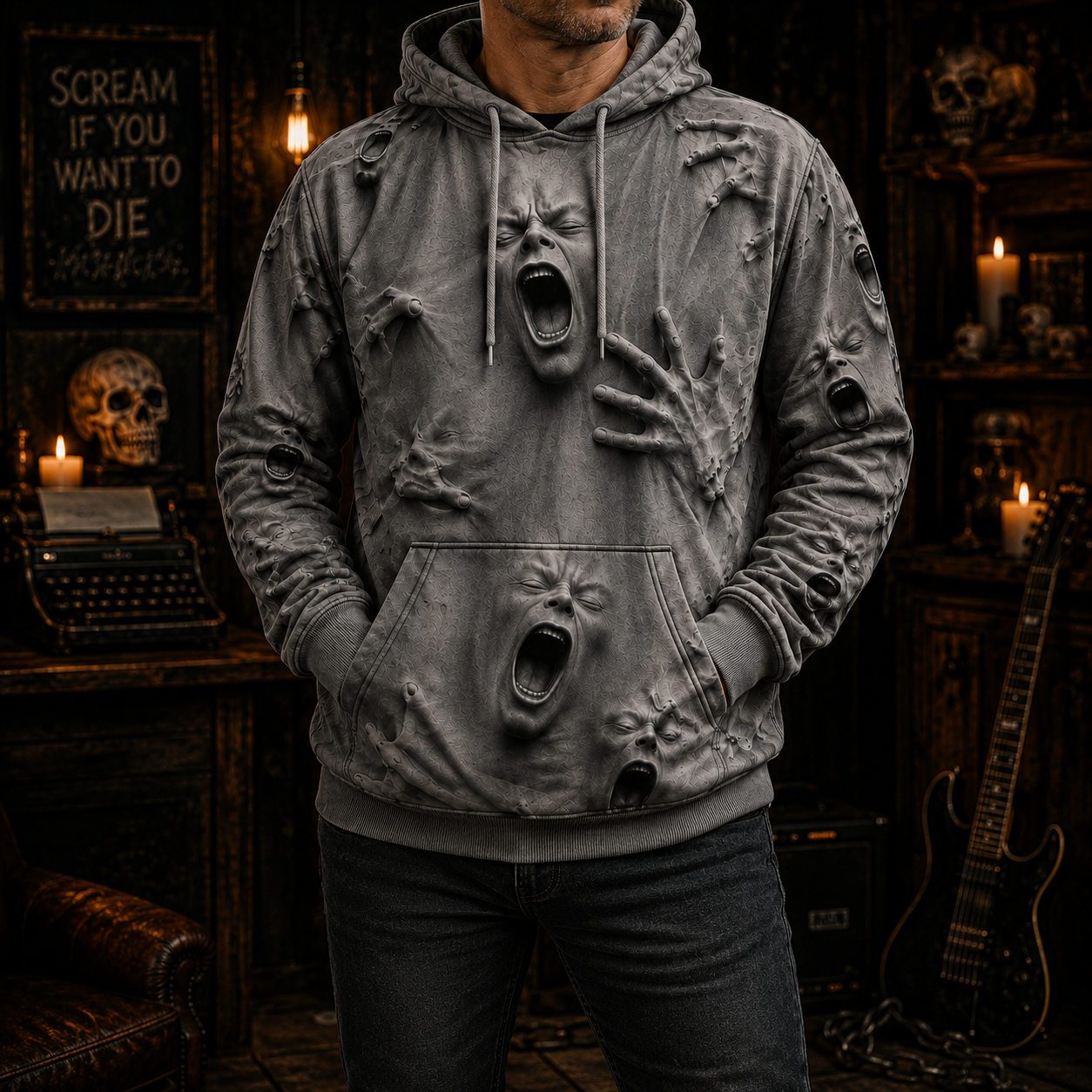 Trapped Souls Horror Hoodie – Creepy Halloween Gift for Dark Art & Horror Lovers