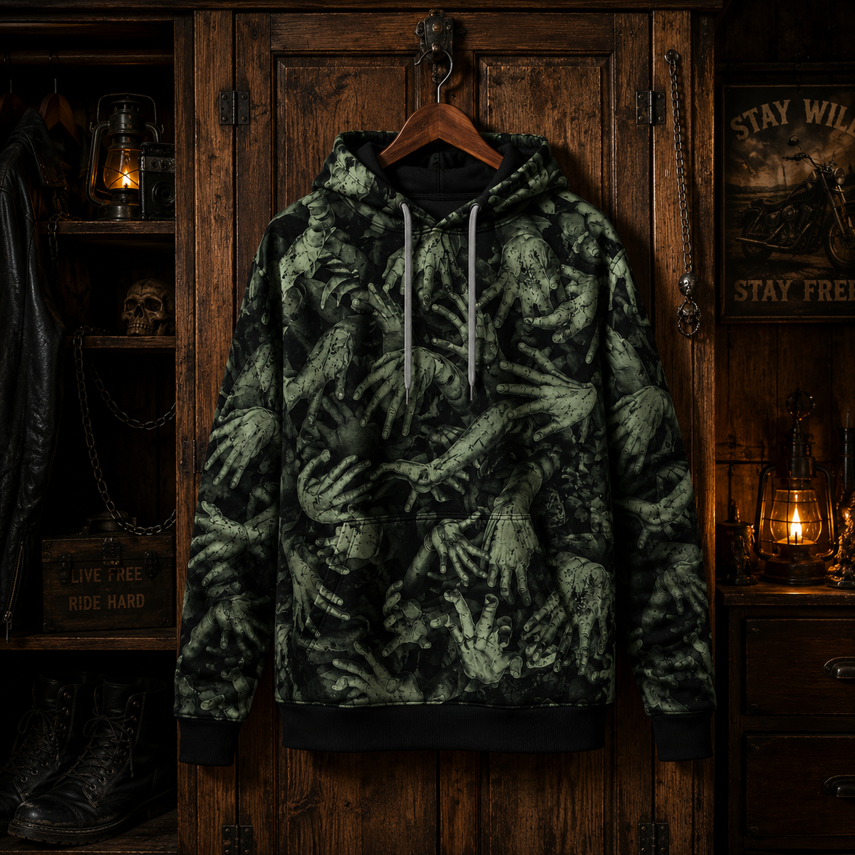 Halloween All Over Print Hoodie – Zombie Horror Gift for Halloween Lovers