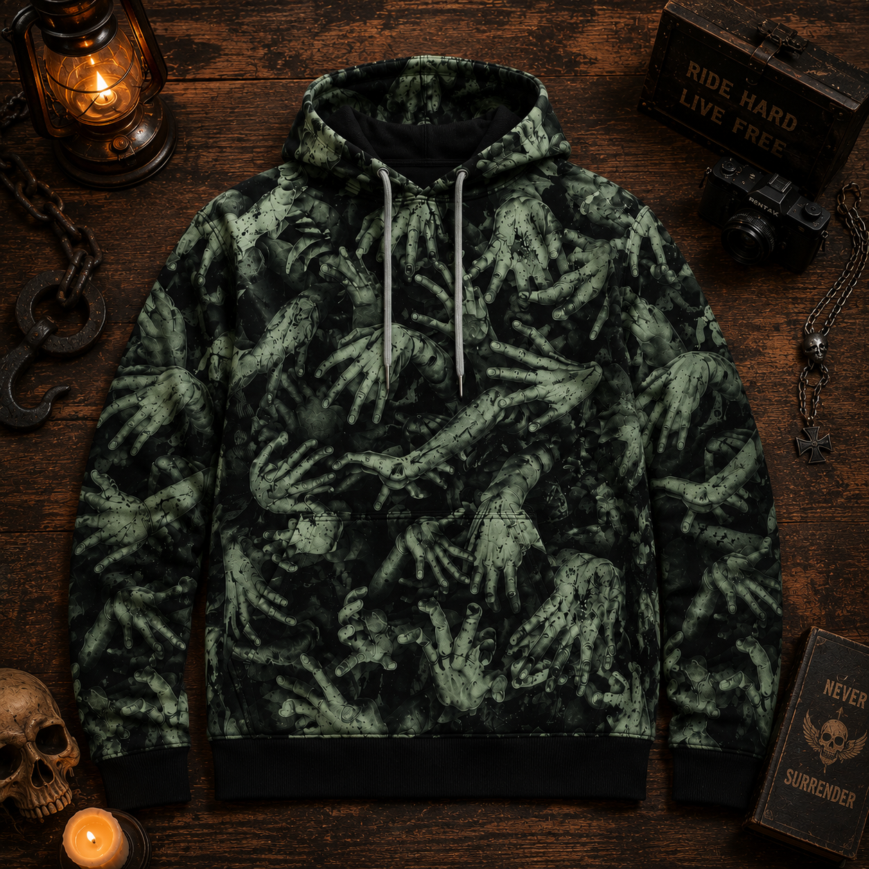 Halloween All Over Print Hoodie – Zombie Horror Gift for Halloween Lovers