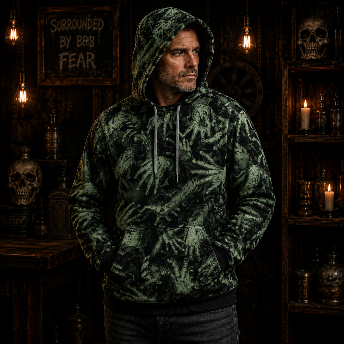 Halloween All Over Print Hoodie – Zombie Horror Gift for Halloween Lovers