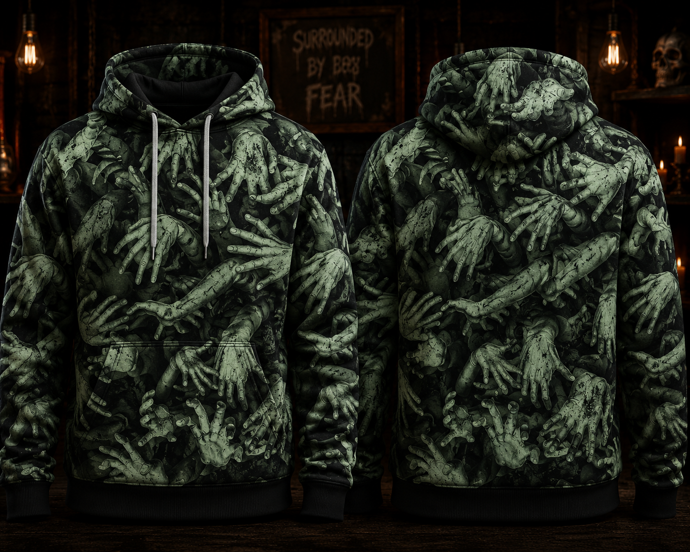 Halloween All Over Print Hoodie – Zombie Horror Gift for Halloween Lovers