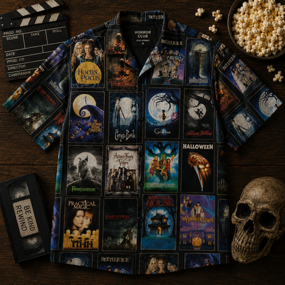 Horror Movie Legends Collage Hawaiian Shirt – Classic Scary Movie Gift for Horror Fans Version 4
