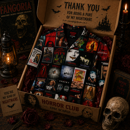 Horror Movie Legends Collage Hawaiian Shirt – Classic Scary Movie Gift for Horror Fans Version 2