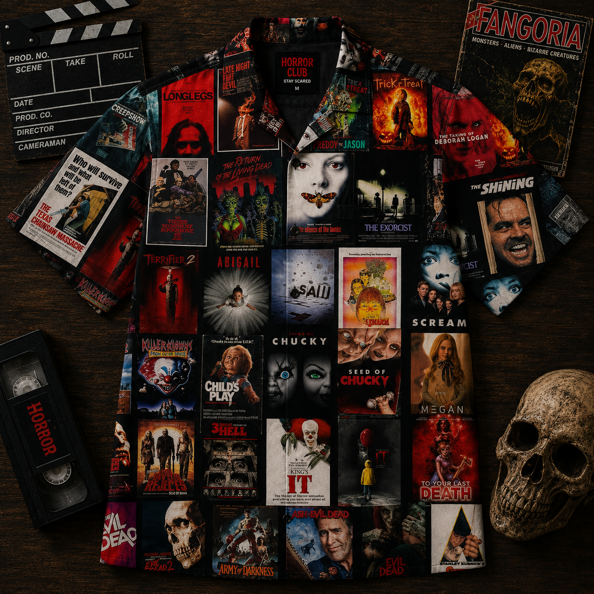 Horror Movie Legends Collage Hawaiian Shirt – Classic Scary Movie Gift for Horror Fans Version 2