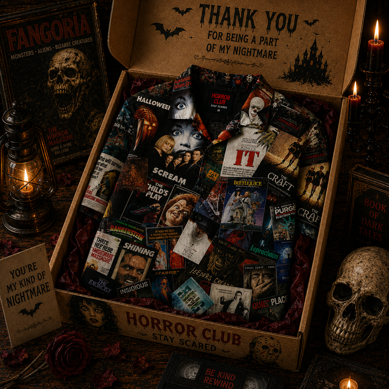 Horror Movie Legends Collage Hawaiian Shirt – Classic Scary Movie Gift for Horror Fans Version 3