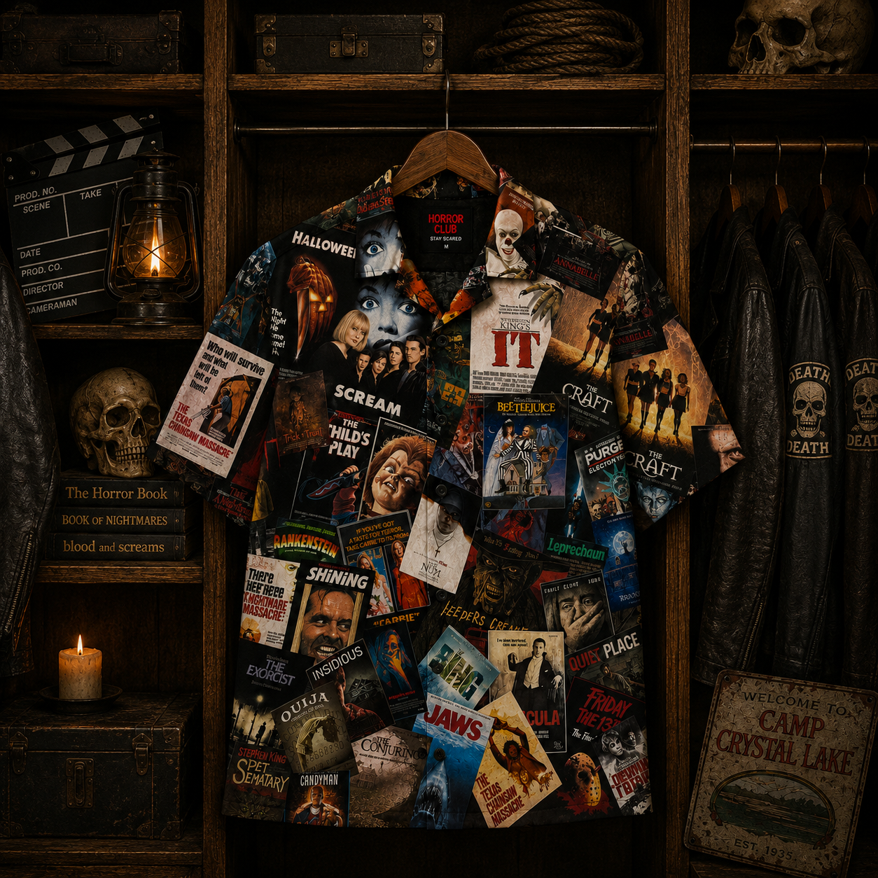 Horror Movie Legends Collage Hawaiian Shirt – Classic Scary Movie Gift for Horror Fans Version 3