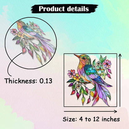 Colorful Hummingbird  Suncatcher - Personalized Shape Stained Glass Suncatcher