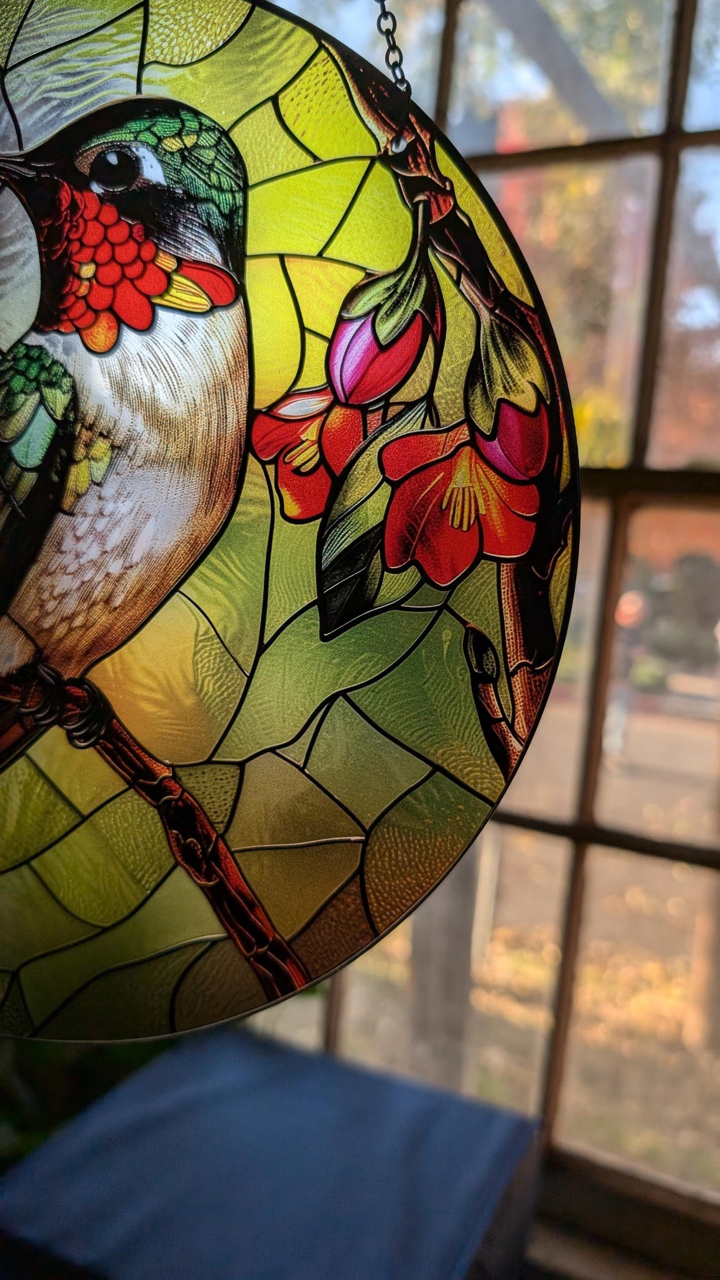 Hummingbird Flower Stained Glass Suncatcher