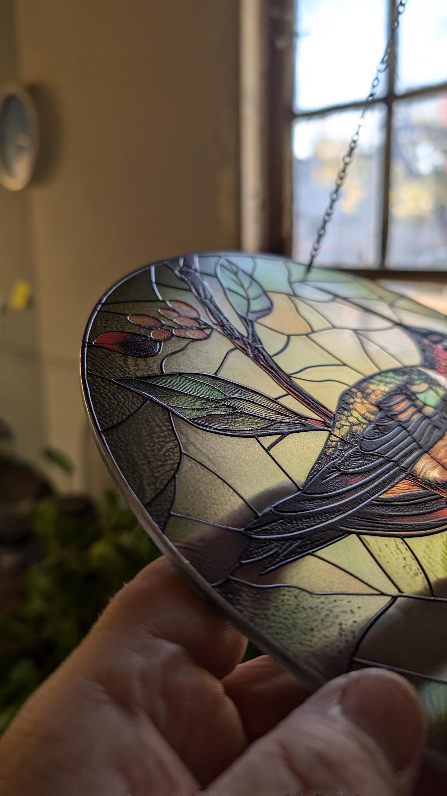 Hummingbird Flower Stained Glass Suncatcher
